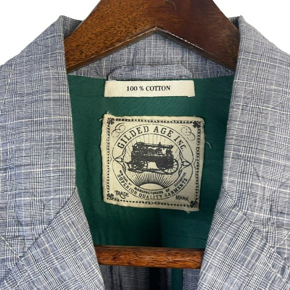 Gilded Age Suits & Blazers Gilded Age Mens Plaid Blue Sports Blazer